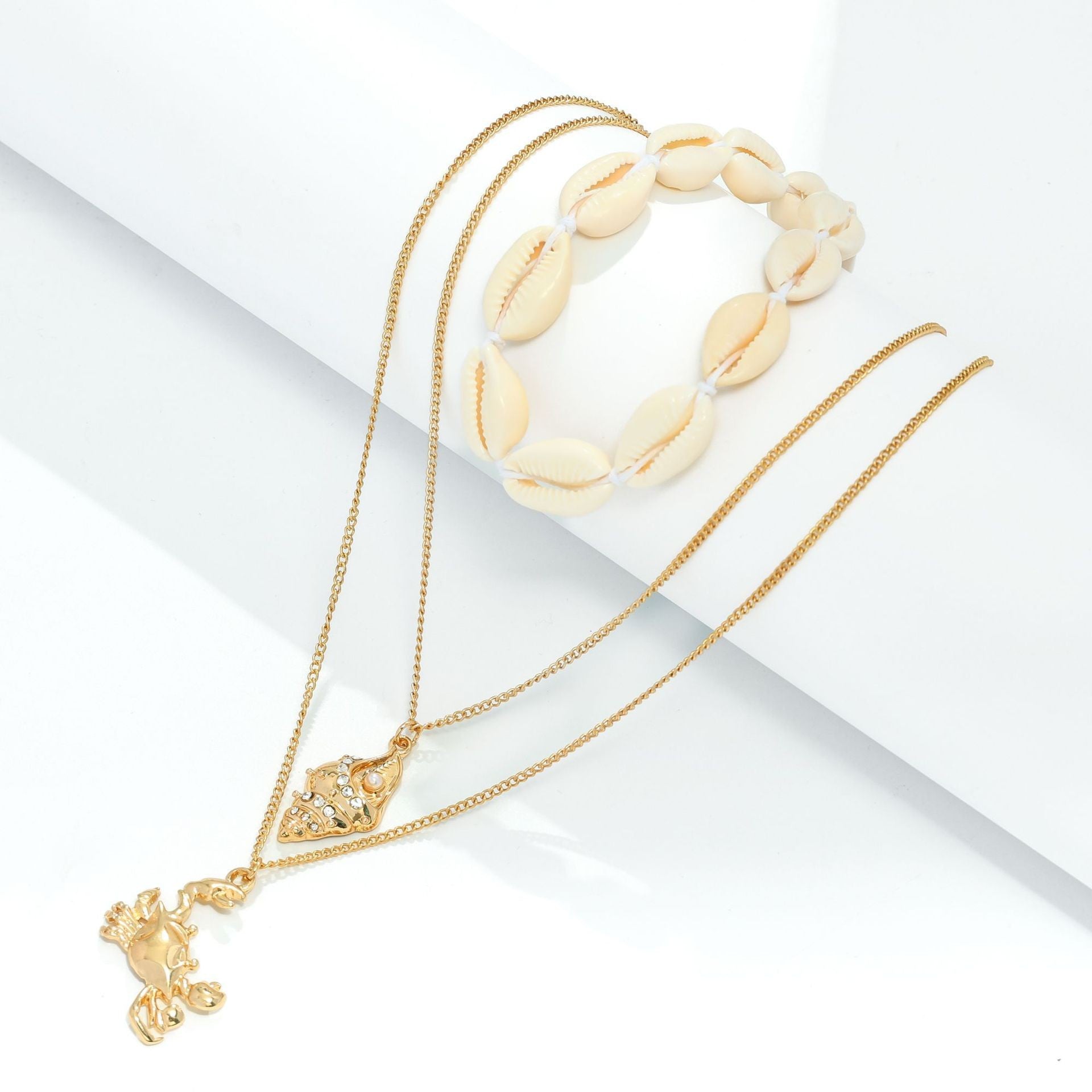 Wholesale  Summer Beach Vacation Crab Conch Shell Women's Jewelry Set 3 Necklaces