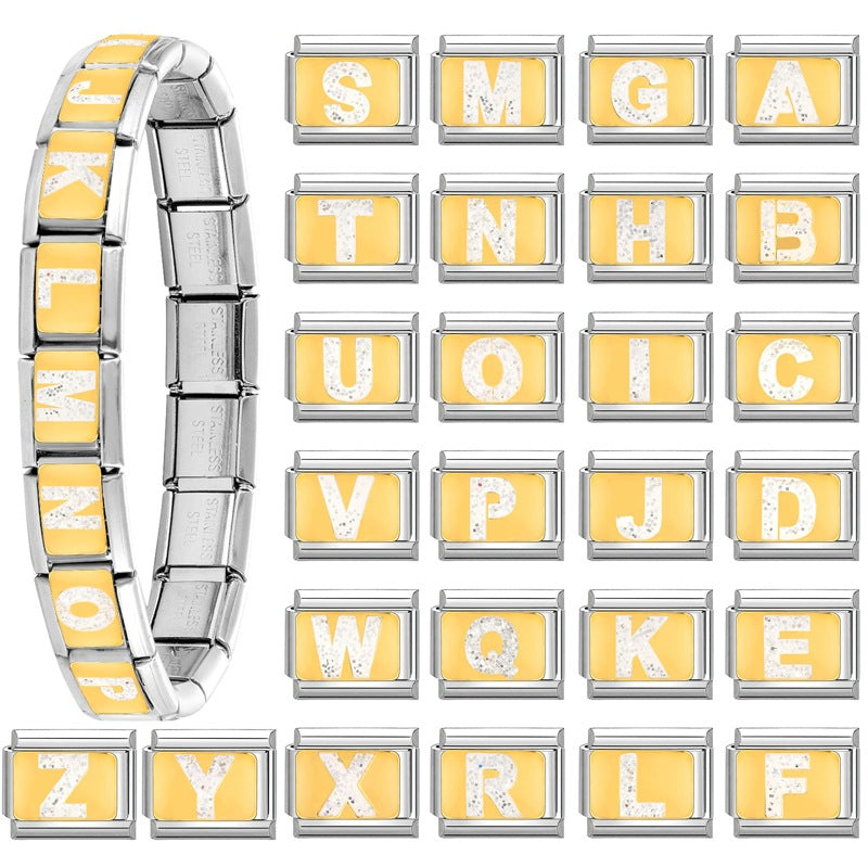 Wholesale 9mm Italian Charm Starter Bracelets DIY Letter Stainless Steel Composable Bracelet