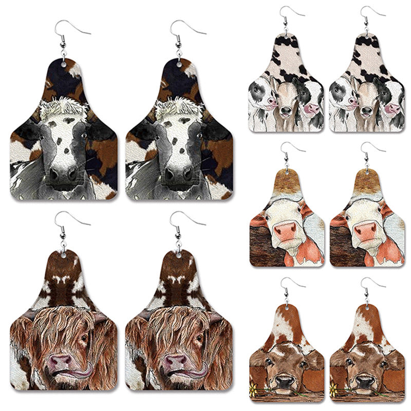 Wholesale 2Pairs/Pack Cow Leather Earrings