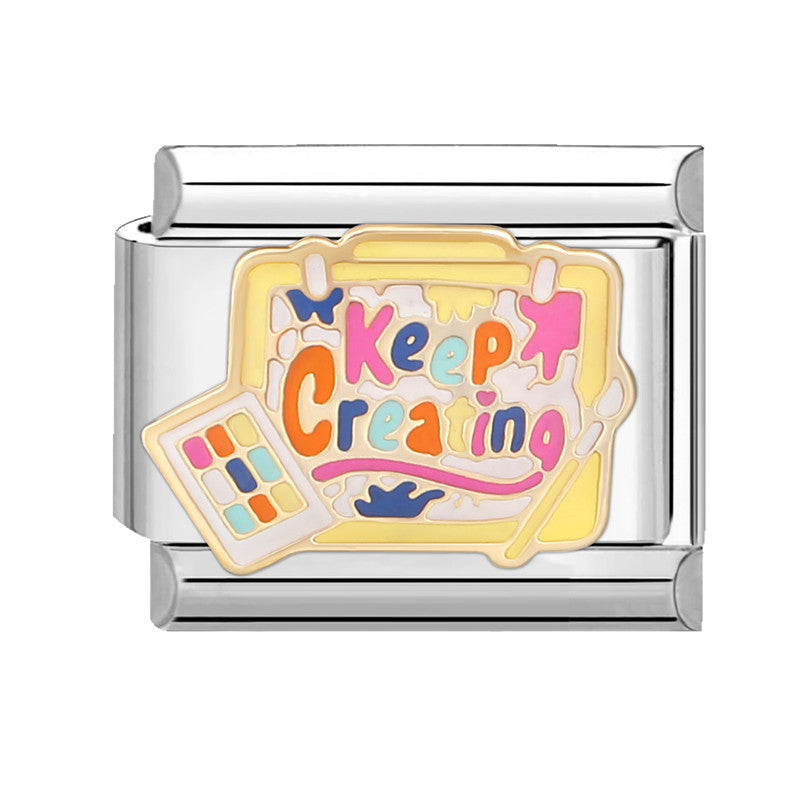 Wholesale  Italian Charm Bracelet 9mm DIY Splicing Removable Orange Holiday Collection Titanium Steel  Composable Bracelet