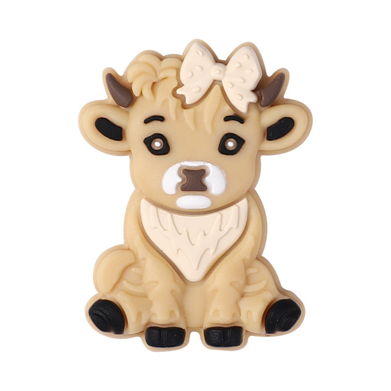 Wholesale 20pcs Cartoon Highland Cattle Focal Beads DIY Bead Accessories