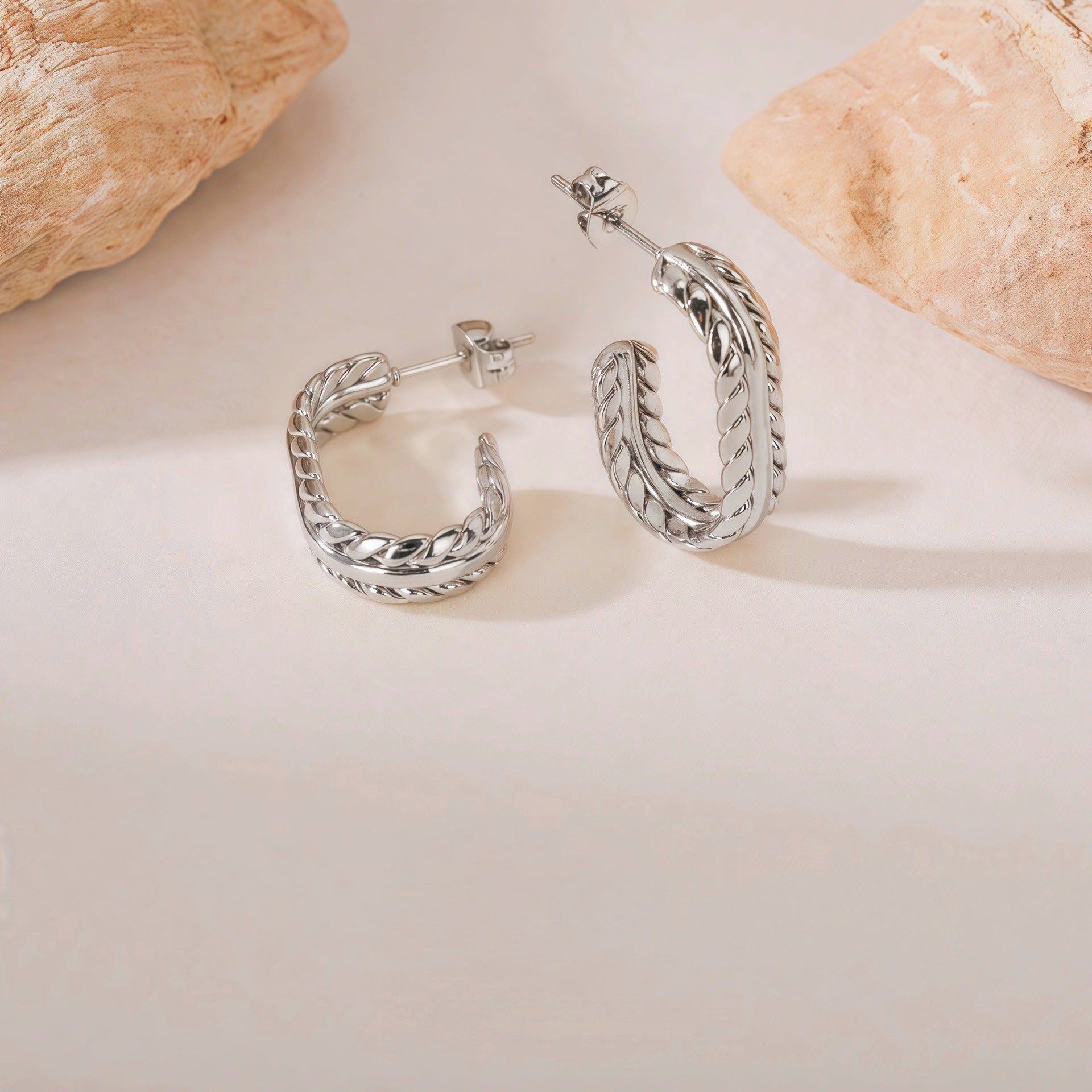 Wholesale Titanium Steel Wheat Ear Earrings