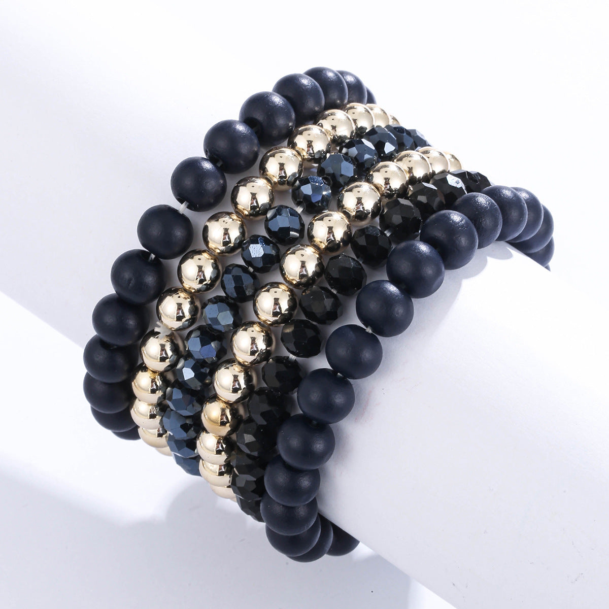 Wholesale  popular Bohemian style color wooden beads Crystal stacked six-piece bracelet