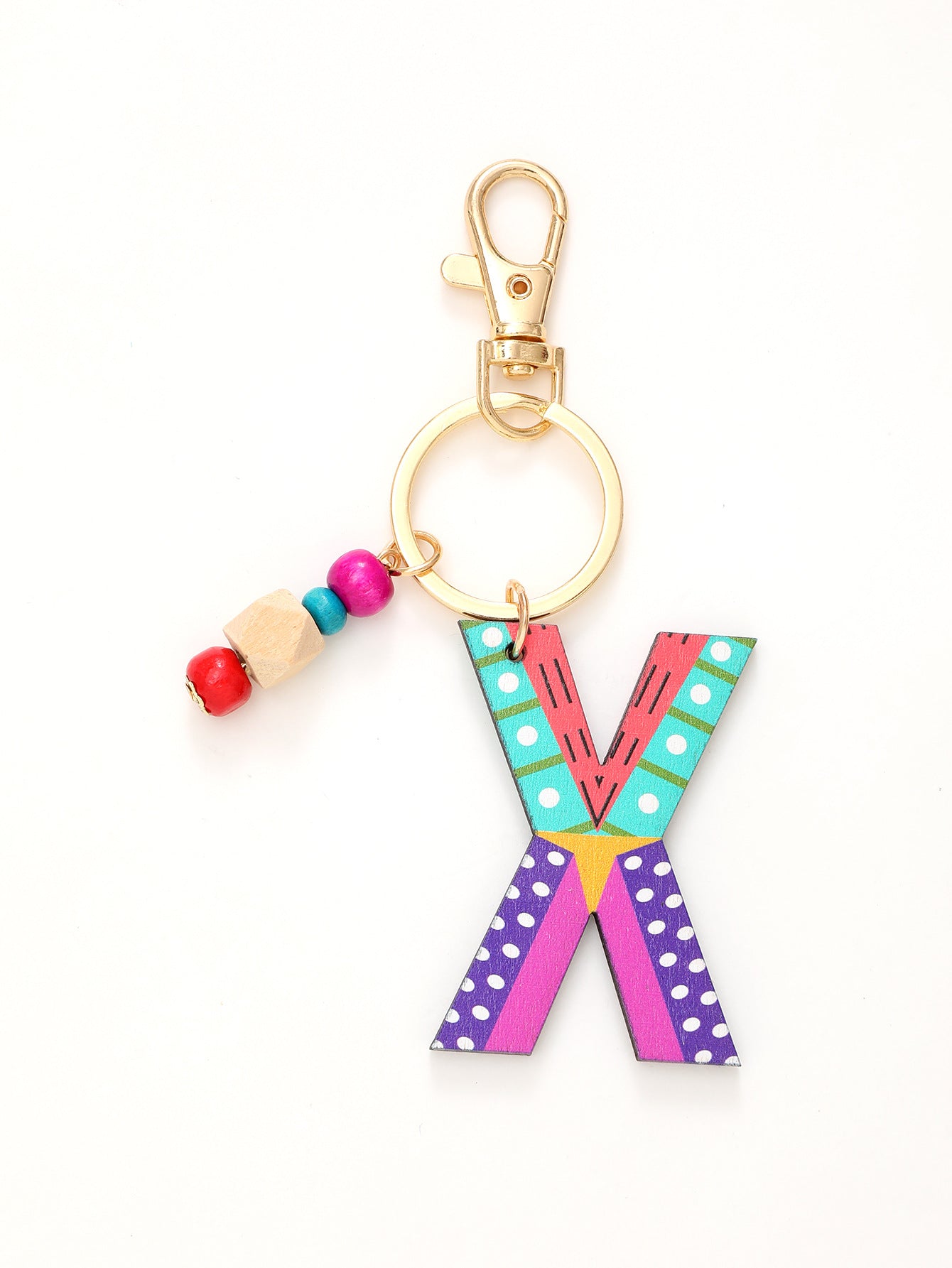 Wholesale Trendy Alphabet Bead Keychain Wooden Car Key Accessory Gift Boutique Resale