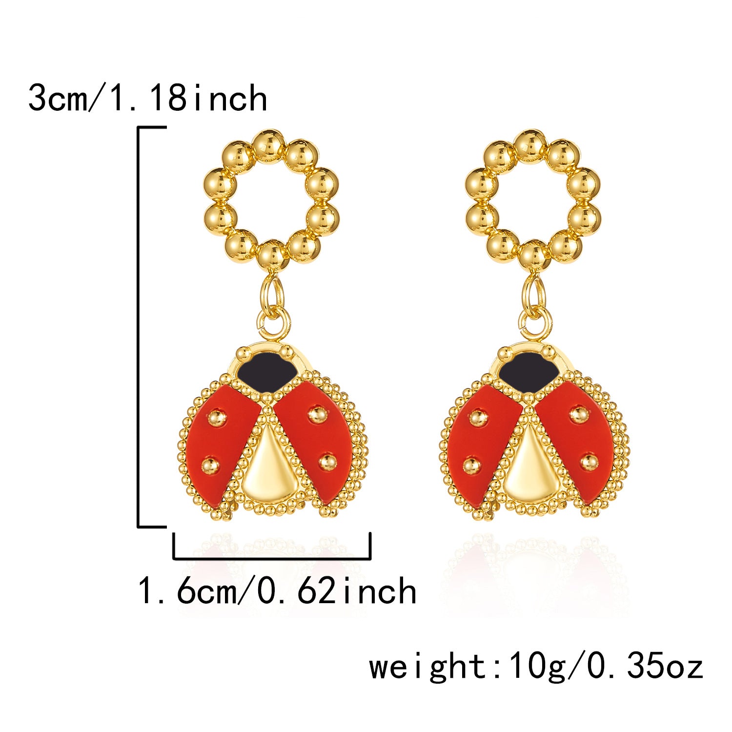 Wholesale Stainless steel luxury ladybug earrings  retro temperament all-match earrings