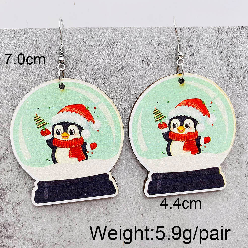 Wholesale Christmas Earrings Cartoon Santa Claus  Christmas Trees Wood Ear Drop Earrings