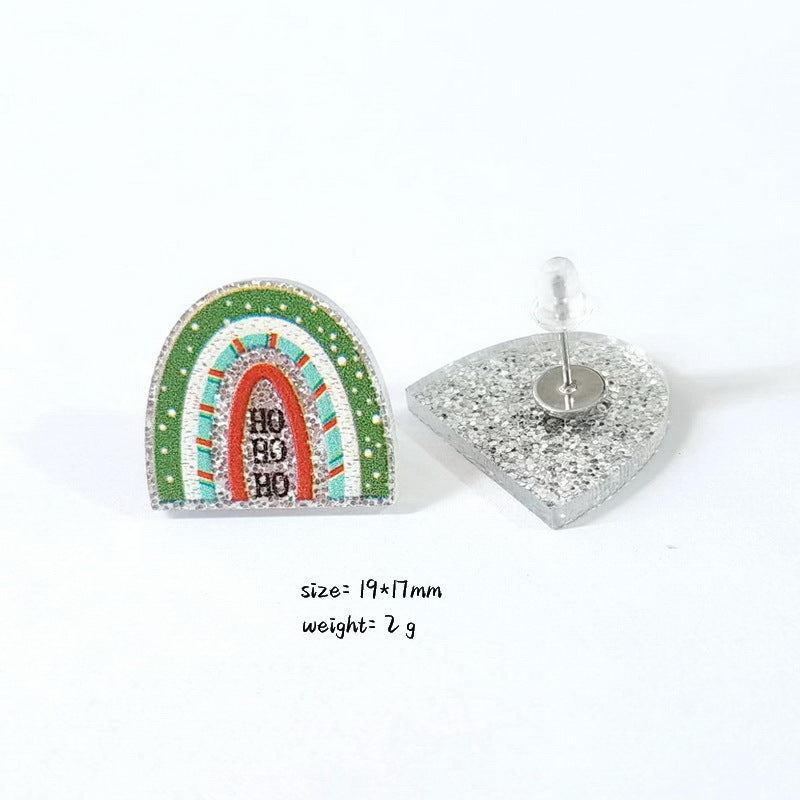 Wholesale Christmas Tree Rainbow Sloth Dinosaur Gingerbread Man Acrylic Earrings ACC-ES-XP026