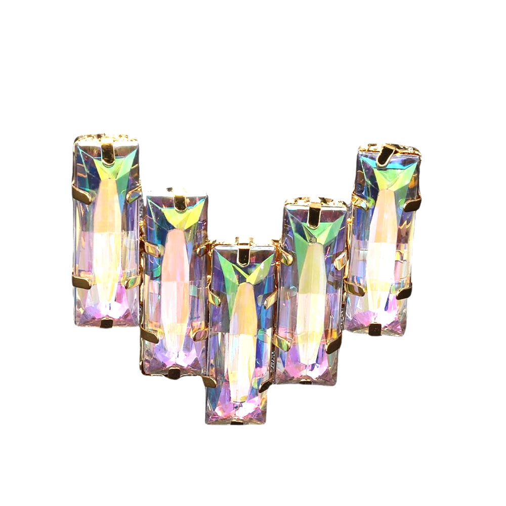 Wholesale  rectangular ring  exaggerated design rhinestone geometric opening ring