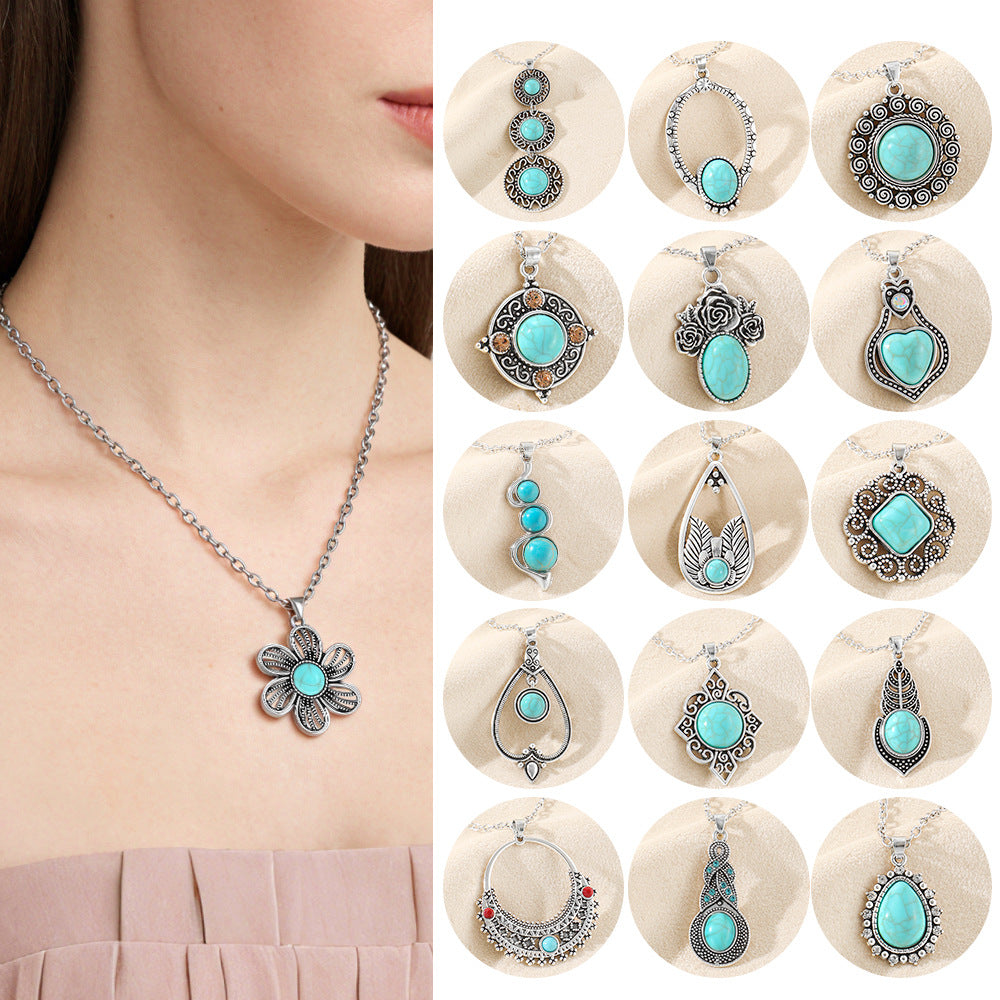 Wholesale Bohemian Heart Drop Pendant Necklace - Ethnic Style Zinc Alloy Inlay for Everyday Fashion Accessory