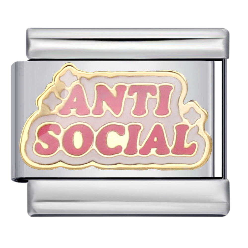 Wholesale 5pcs  9mm Italian Charm Starter Bracelets DIY square Single Section Creative Stainless Steel Composable Bracelet