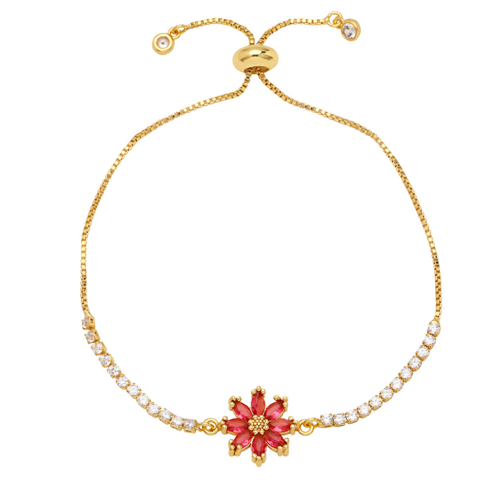 Wholesale Copper and zircon flower bracelet