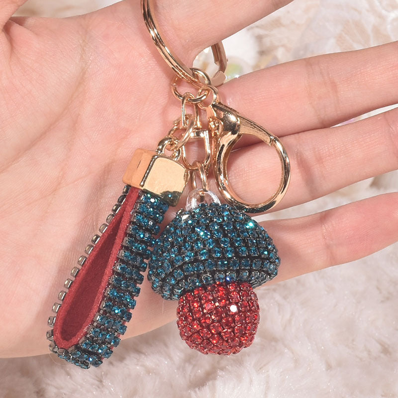 Wholesale Colorful Rhinestone Small Mushroom Keychain ACC-KC-GuangHui001