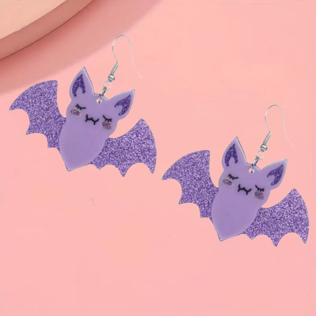 Wholesale Halloween Ghost Cat Bat Acrylic Niche Personality Printed Earrings