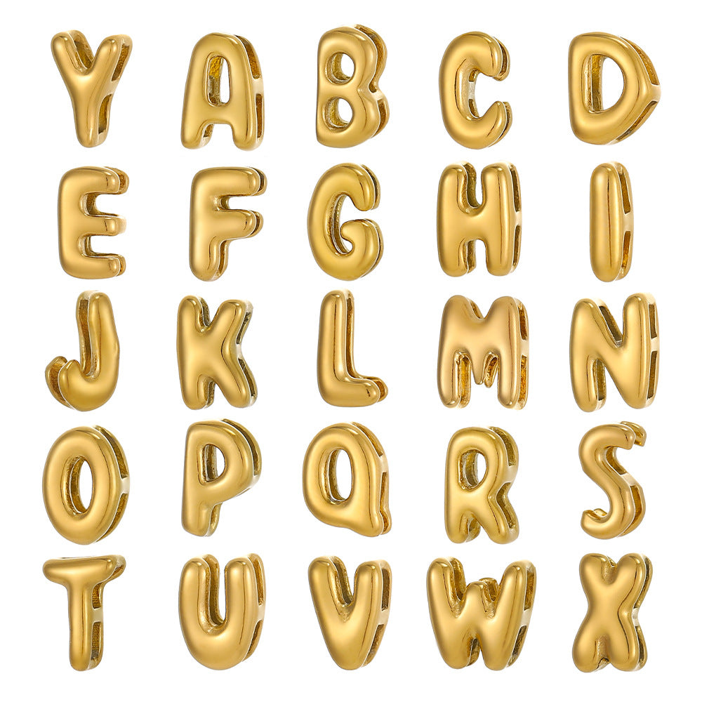 Wholesale Hollow small letters stainless steel plated 18K gold mini pendant