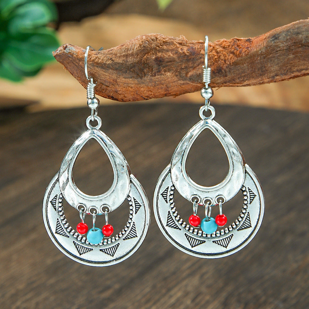 Wholesale Retro Palace Style Geometric Hollow Tassel Earring Set - Trendy Fashion Accessory for Everyday Wear