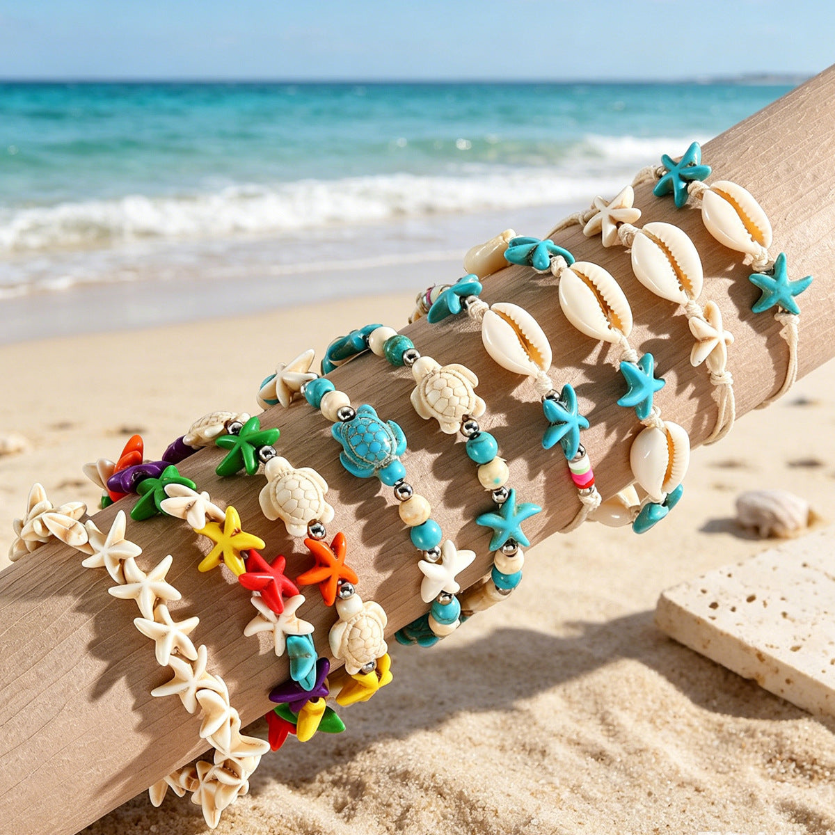 Wholesale Ocean Themed Handmade Braided Bracelet Adjustable Shell Conch Charm Unisex Everyday Wear