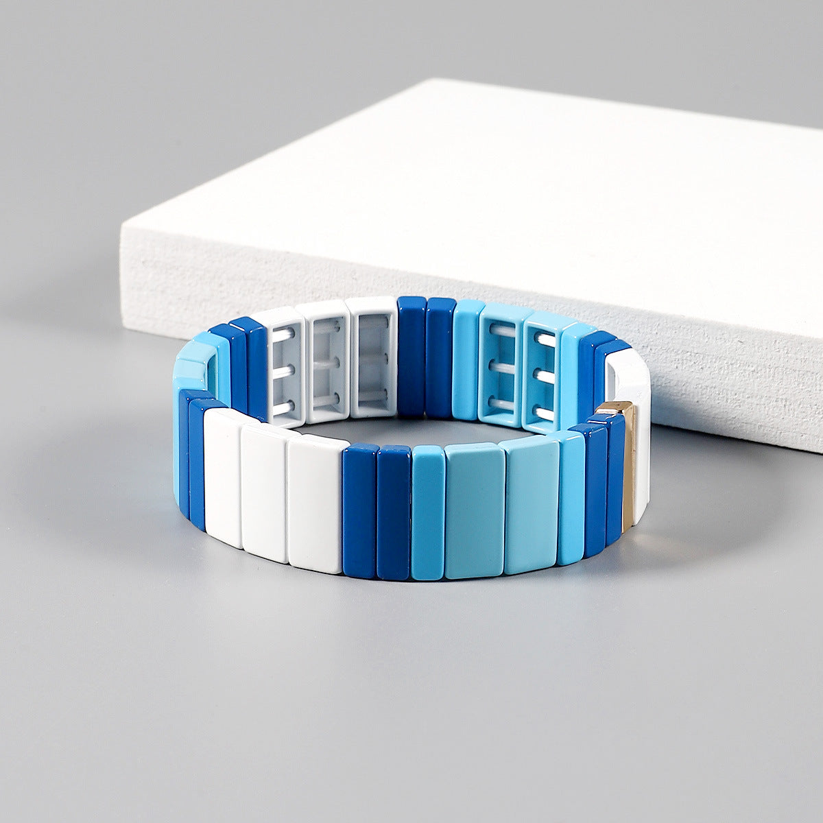 Wholesale Geometric Irregular Matte RA Enamel Multi-layer Elastic Bracelet