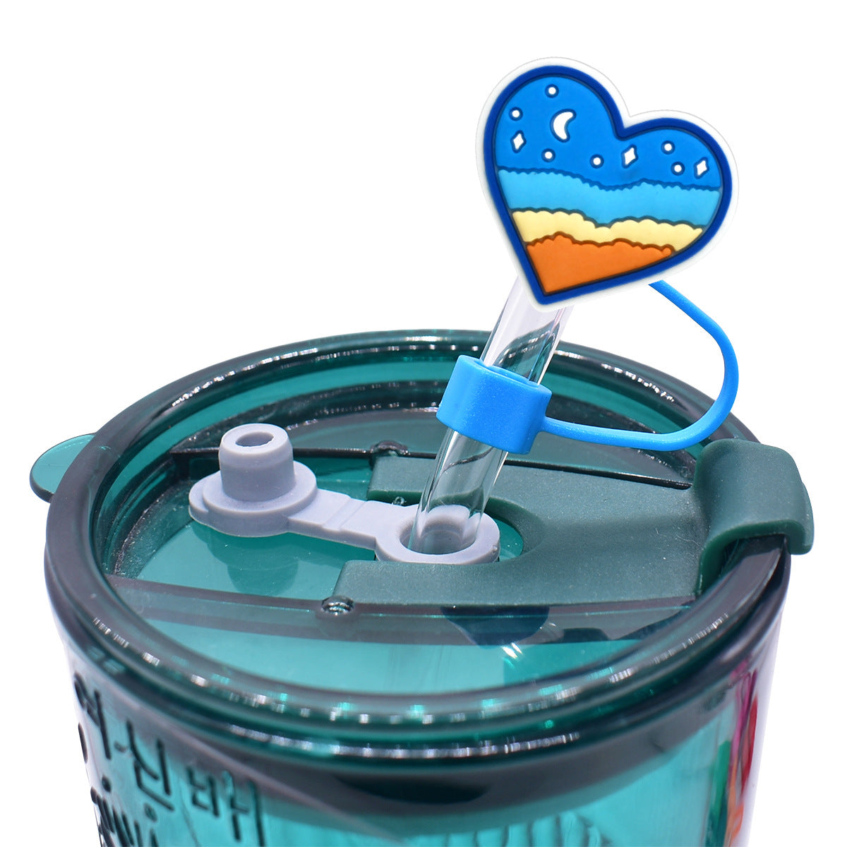 Wholesale Random 100pcs Creative Love 10mm PVC Soft Straw Tube Cap ACC-SCR-RYY097