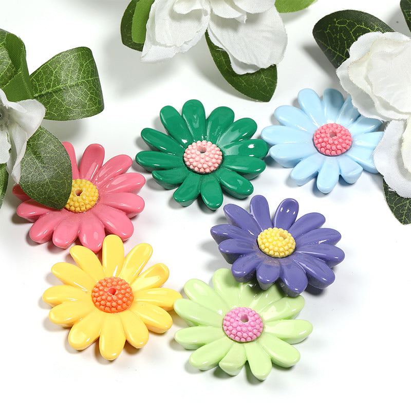 Wholesale 50pcs DIY Resin Accessories Small Daisy Five-petal Flower Beads Fancy Beads ACC-BDS-BLG029