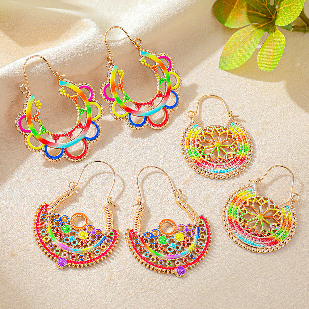 Wholesale Gold-Tone Zinc Alloy Bohemian Hollow-Out Earrings,  Fashion Accessory for Party Wear