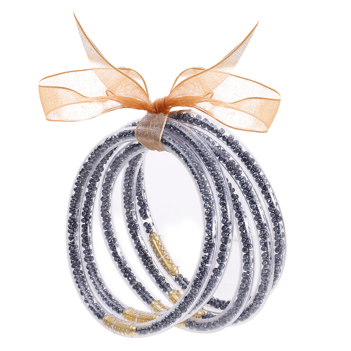 Wholesale Rice Beads Colorful Ribbon Plastic Silicone Tube Bracelet Jelly Bangles Beaded Bracelets ACC-BT-YTian005