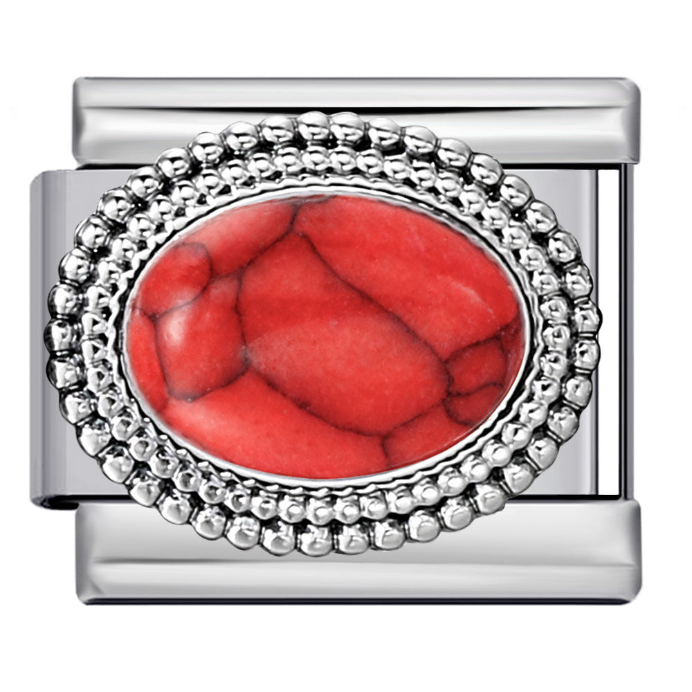 Wholesale Italian Charm Bracelet 9mm DIY  Oval Colored  Creative Stainless Steel Composable Bracelet