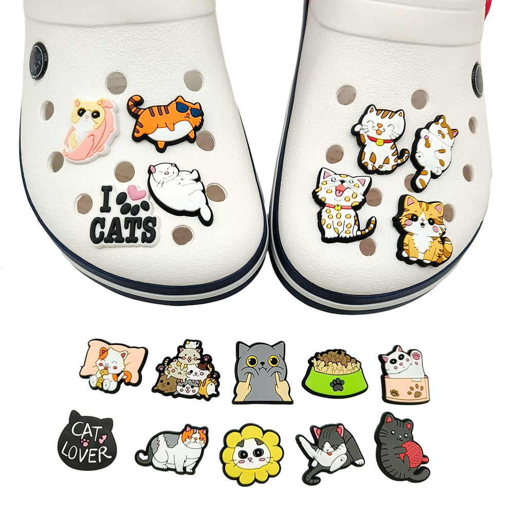 Wholesale Cute cartoon cat pattern hole shoes charms