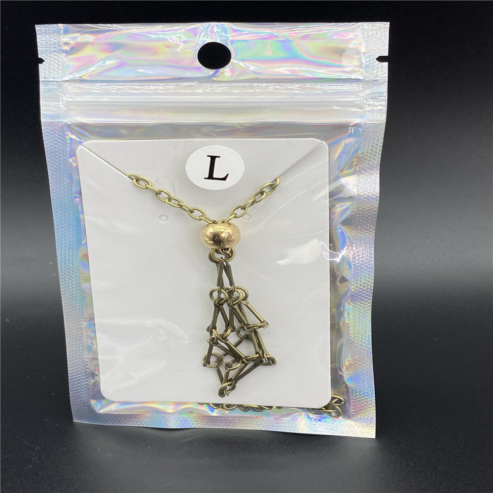 Wholesale Natural Crystal Raw Stone Mesh Frame Stainless Steel Metal Mesh Pocket Necklace ACC-NE-Nius002