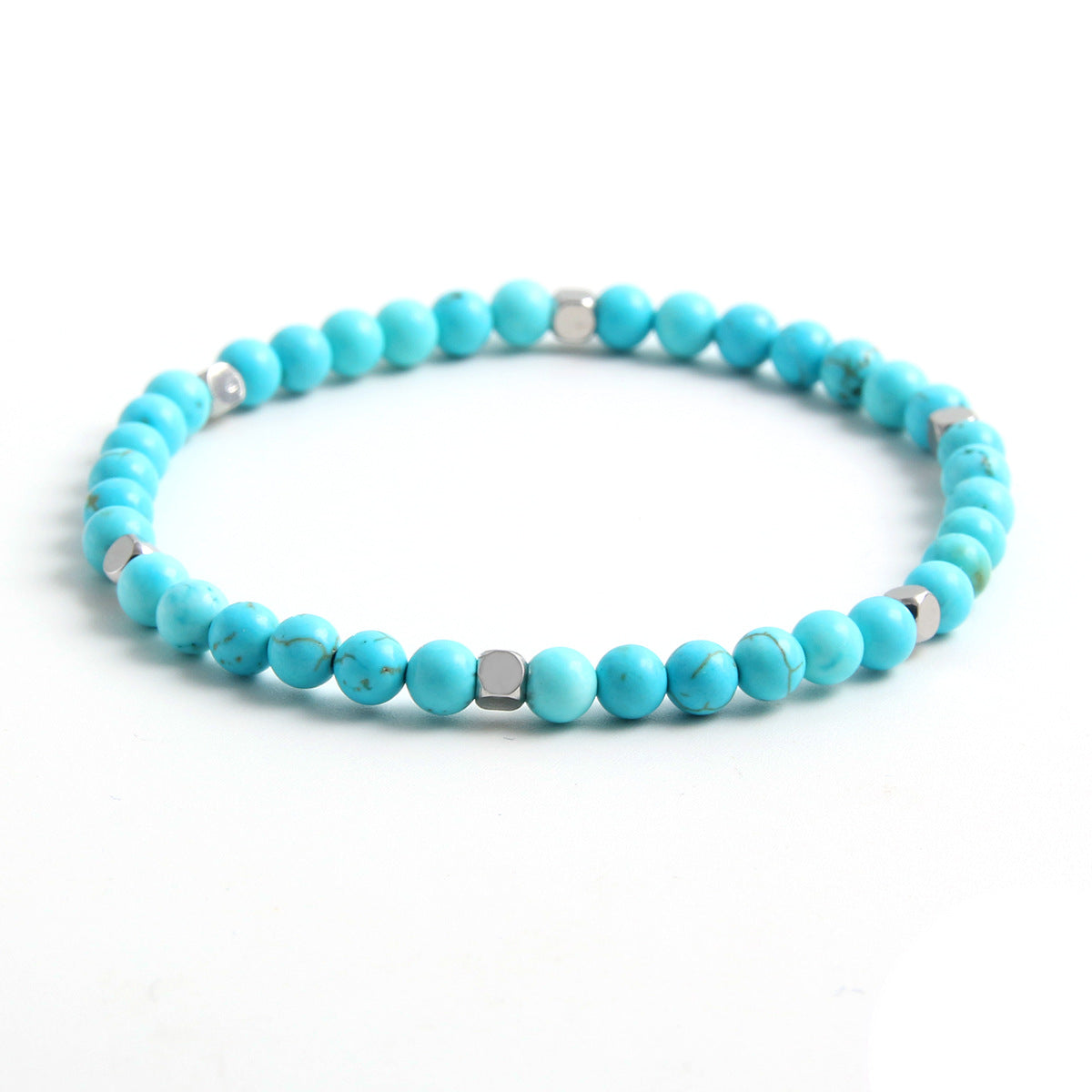 Wholesale 4MM Yellow Tiger Eye Blue Turquoise Natural Stone Handmade Beaded Bracelets ACC-BT-HongMing005