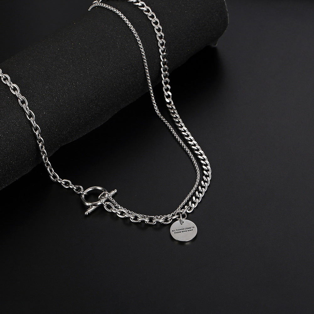 Wholesale Titanium Steel Pendant Double Layer Necklaces ACC-NE-Yixin003