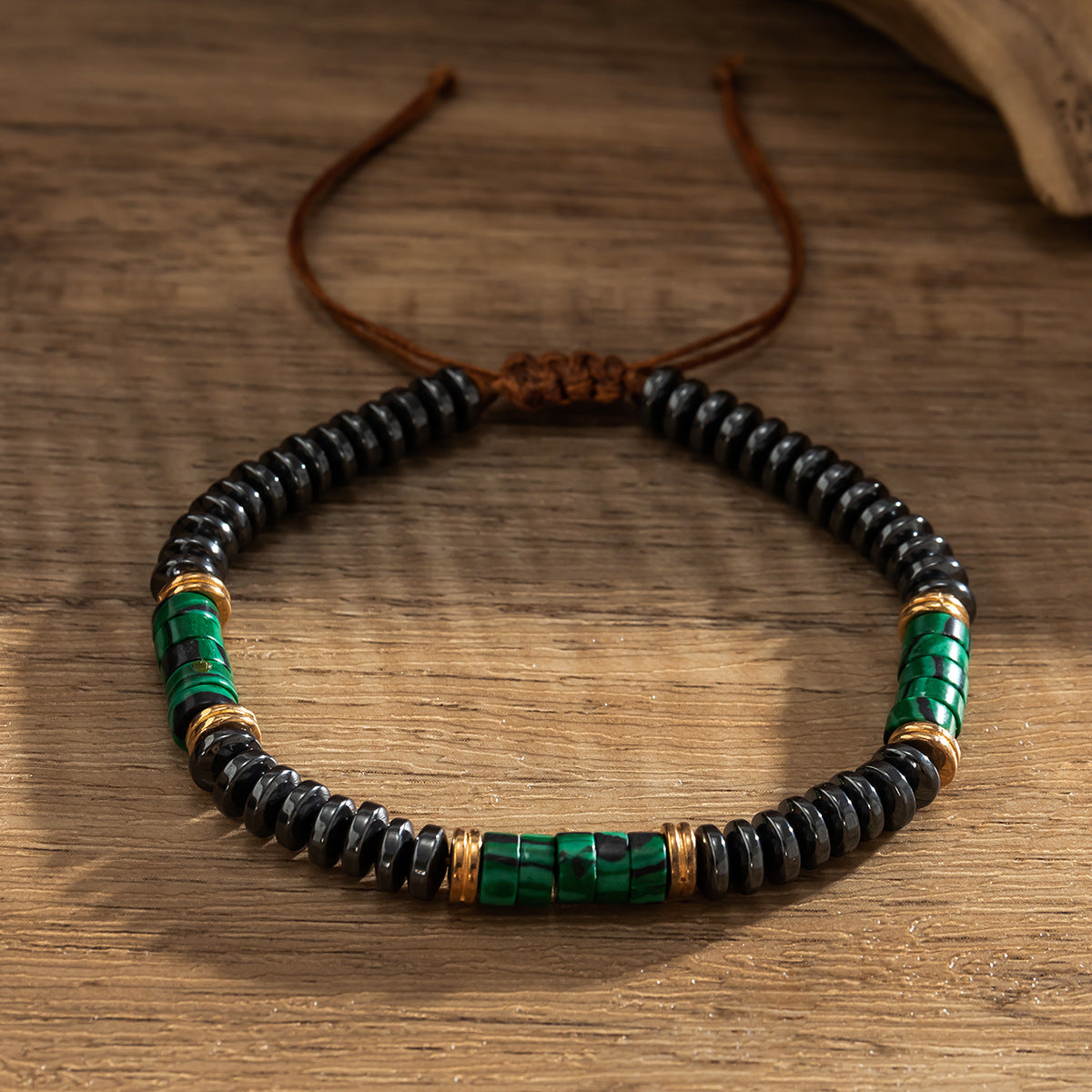 Wholesale Men's Black Gallstone Turquoise Beaded Bracelet ACC-BT-Puxin001