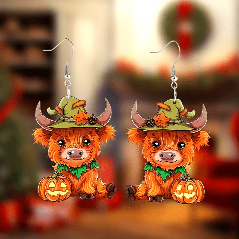 Wholesale 10pcs  Acrylic Halloween Cow Earrings