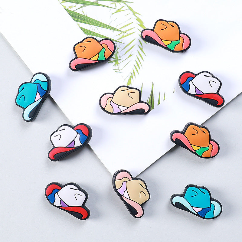 Wholesale 20pcs Western Style Cowboy Hat Silicone Beads Focal Beads DIY Beading Accessories ACC-BDS-RongFa007