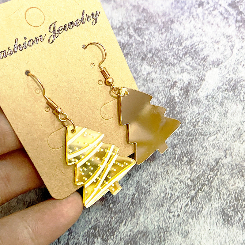 Wholesale Christmas earrings mirror acrylic snowflake wave cut earrings