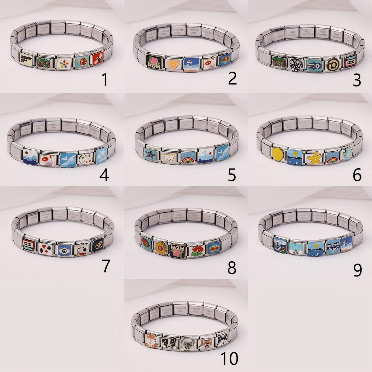 Wholesale Italian Charm Bracelet 9mm DIY Splicing Ocean Scenery Cartoon Stainless Steel Composable Bracelet