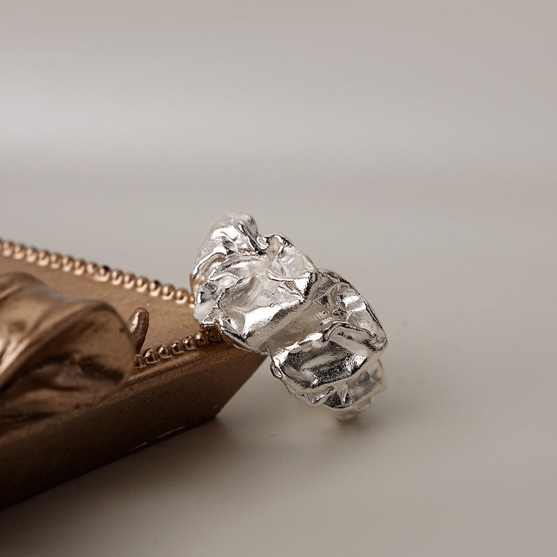 Wholesale  Pleated Texture Ring 925 Sterling Silver Open Ring