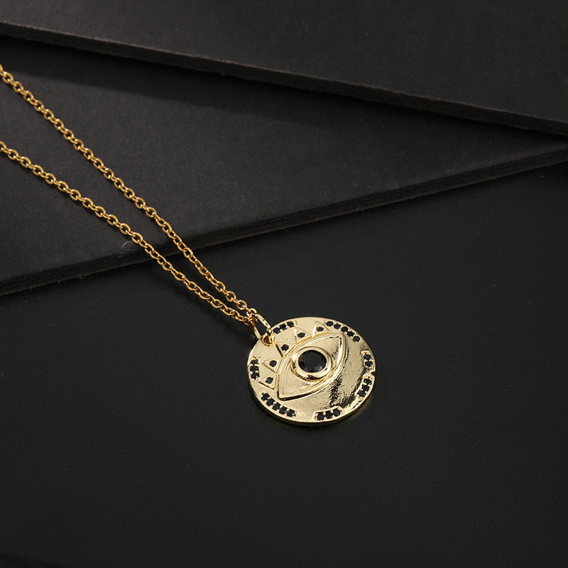 Wholesale Chic Demon Eye Pendant Necklace Copper Electroplated O Shaped Chain Stylish Jewelry Accessory For Boutique Resale