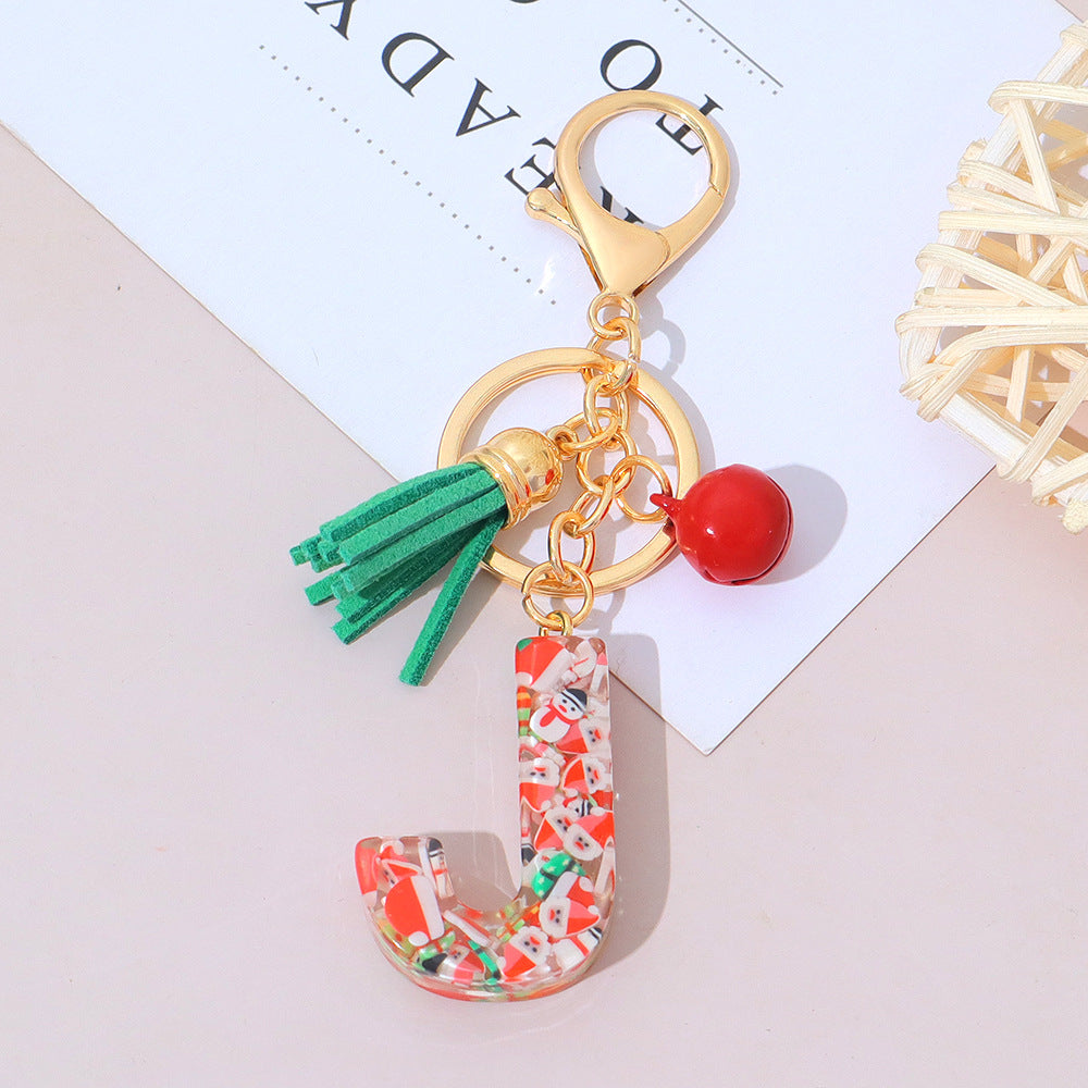 Wholesale Resin English Letter Keychain with Tassel Festive Holiday Party Bag Charm