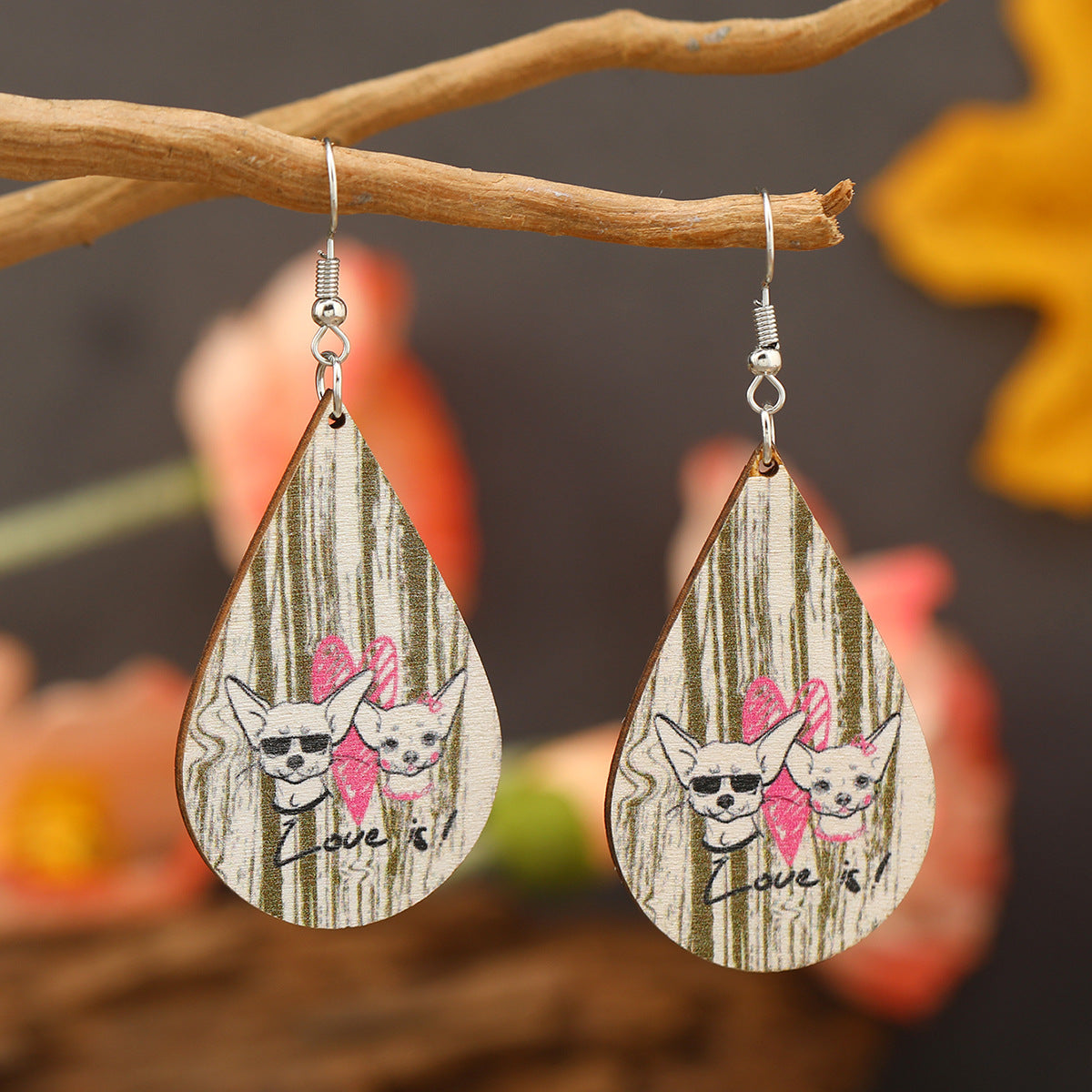 Wholesale Western style cow head sunflower water drop Earrings