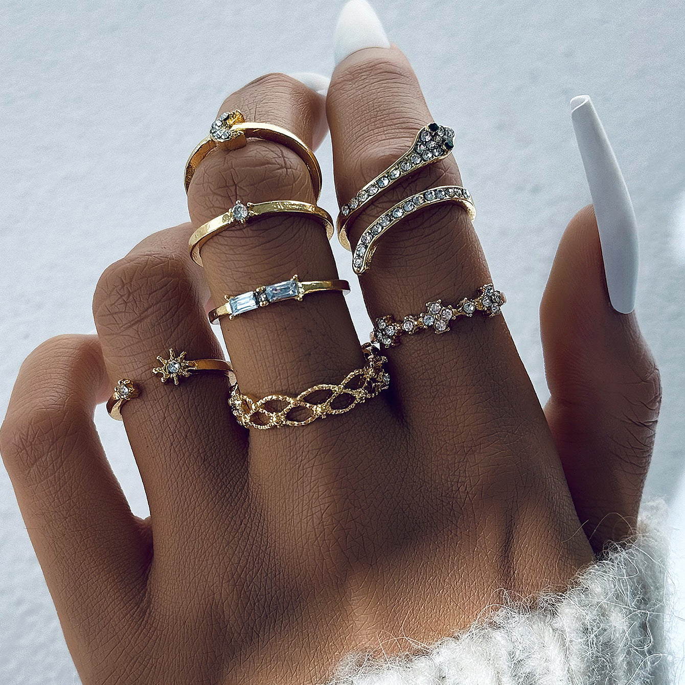 Wholesale Light Luxury Diamond Butterfly Heart Ring Set ACC-RS-YongGe010