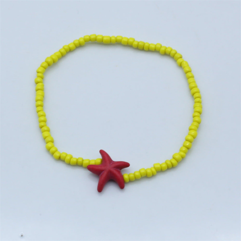 Wholesale  bohemian beach style starfish rice beads beaded bracelet