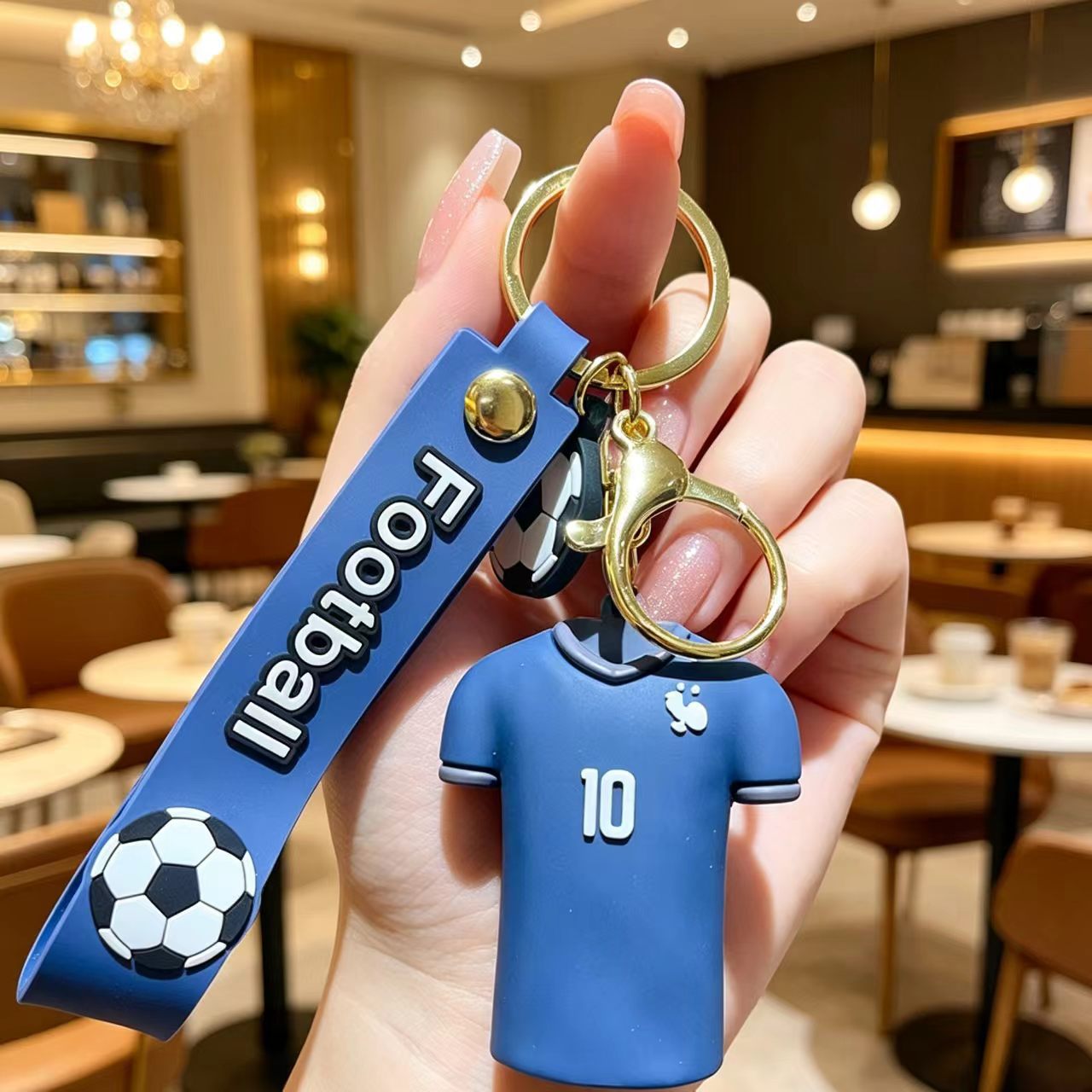 Wholesale # 10 Football Jersey Keychain - Pink PVC Decorative Car Key Accessory for Party Gifts or Resale