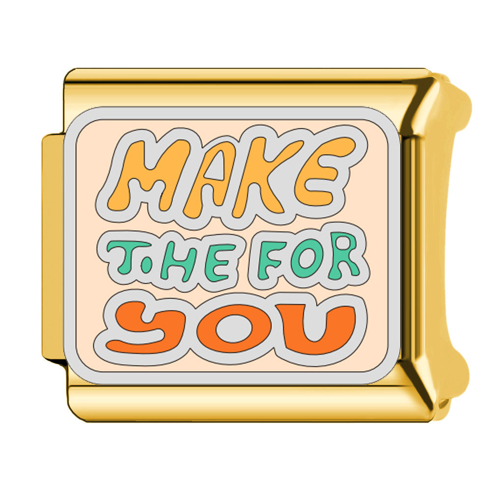 Wholesale  Italian Charm Bracelet 9mm DIY English words  Creative Stainless Steel Composable Bracelet