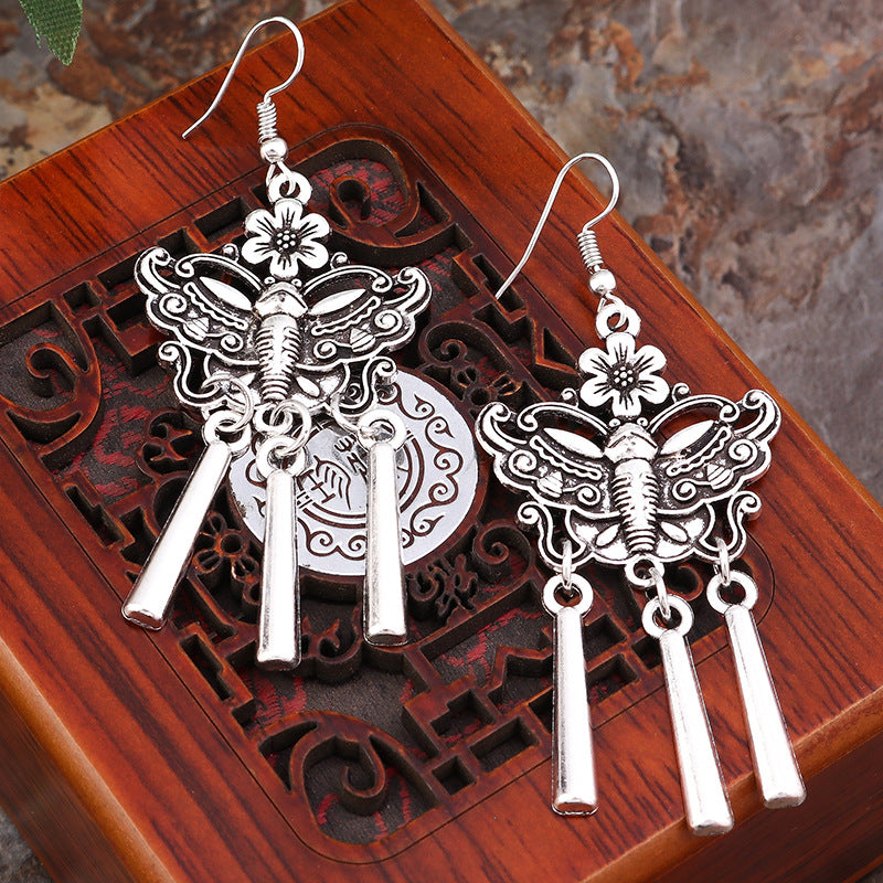 Wholesale Retro Ethnic Style Animal Ear Hook Butterfly Earrings