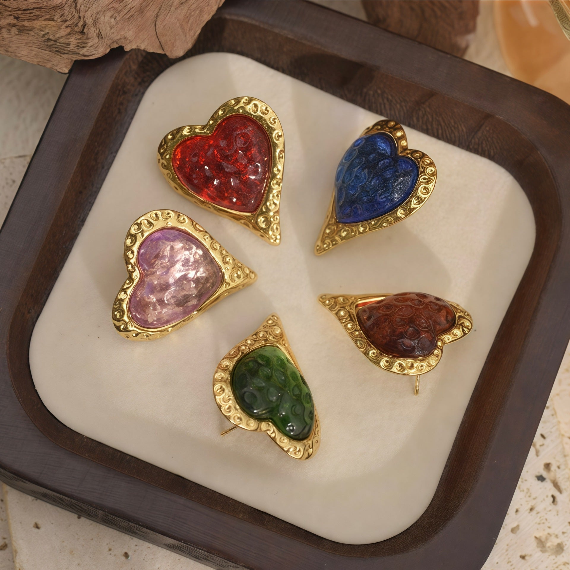 Wholesale Geometric Stainless Steel Enamel Teardrop Earrings