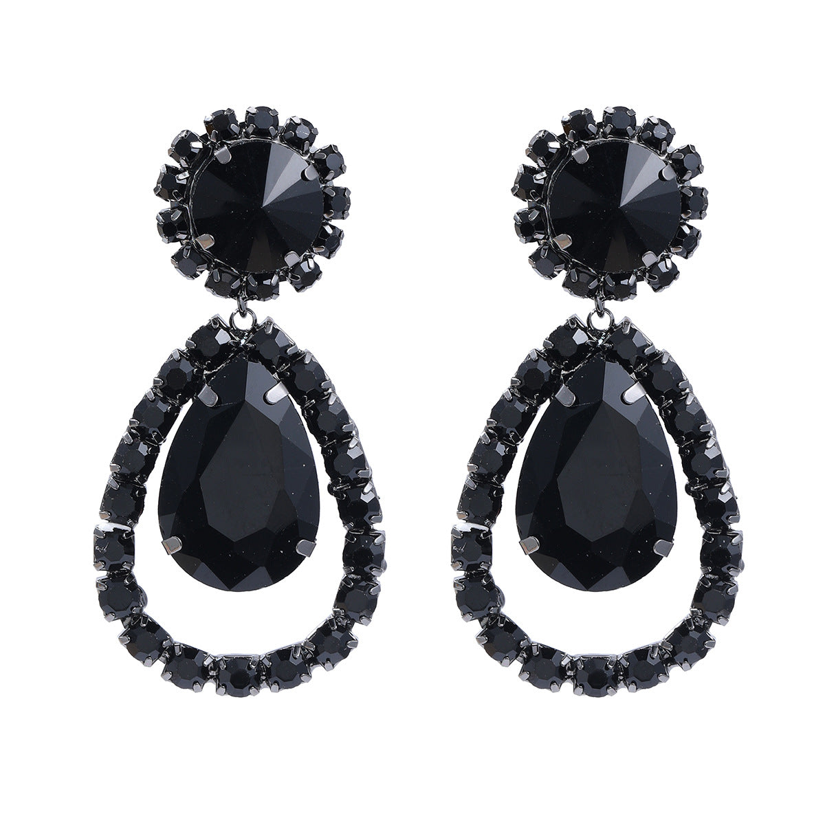 Wholesale drop-shaped full diamond banquet alloy earrings ACC-ES-JL027