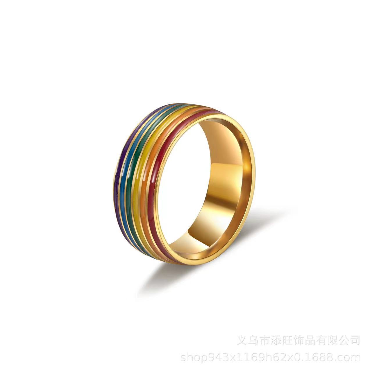 Wholesale Rainbow Couple Stainless Steel Rings ACC-RS-Ruih001
