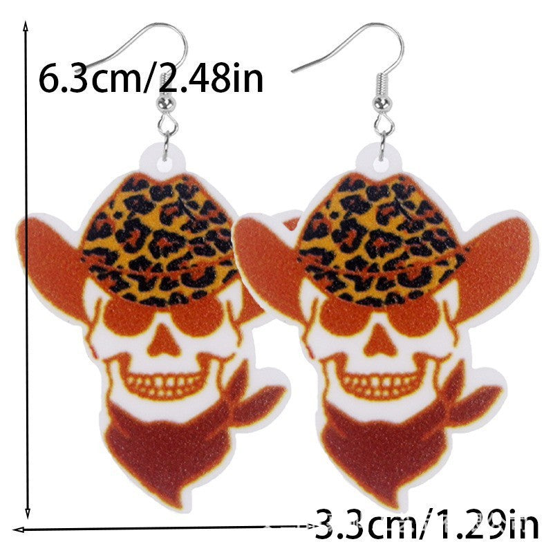 Wholesale  leopard print cat bunny ghost cowboy cow spot acrylic earrings