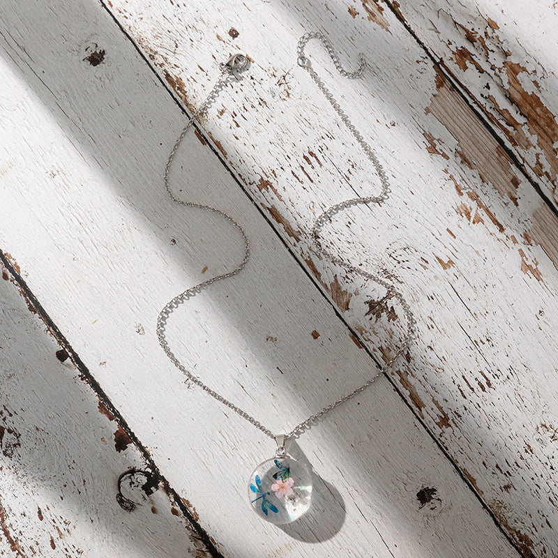 Wholesale crystal clear round glass pendant necklace