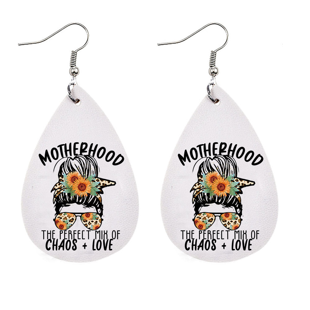 Wholesale MAMA Leopard Mother's Day Leather Earrings ACC-ES-CY006